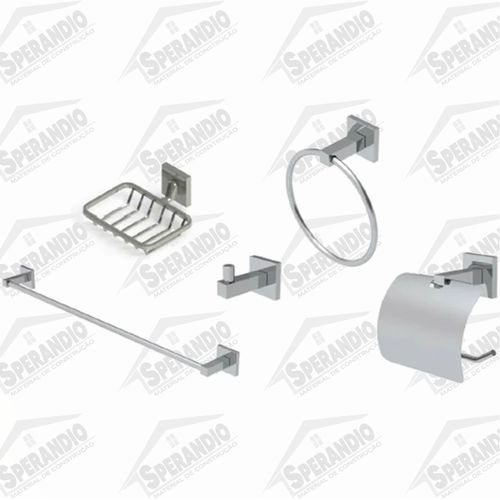 KIT BANHEIRO METAL 05 PEÇAS PRIME INOX METALPLAS 