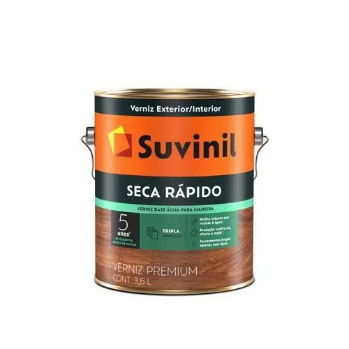 VERNIZ 3,6LT SECA RAPIDO BASE AGUA NATURAL BRILHANTE SUVINIL