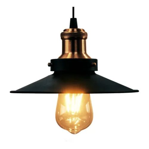 PENDENTE VINTAGE PRETO COM COBRE RETRÔ NORDIC 22CM E-LED