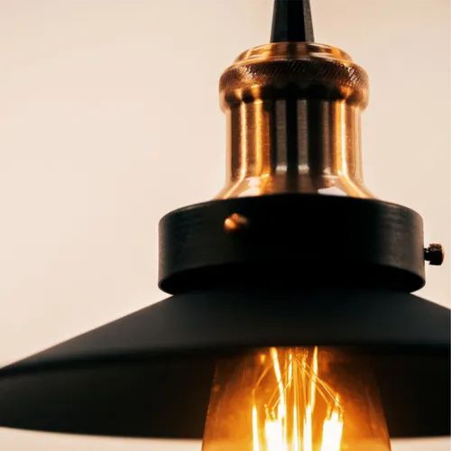 PENDENTE VINTAGE PRETO COM COBRE RETRÔ NORDIC 22CM E-LED