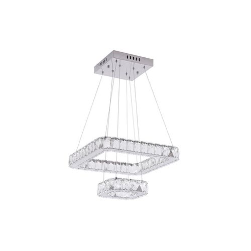 LUSTRE PENDENTE BRONZEARTE CRISTAL TOKYO LED QUADRADO 3K