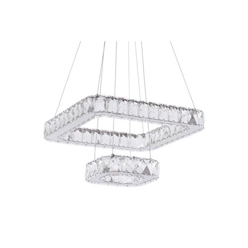 LUSTRE PENDENTE BRONZEARTE CRISTAL TOKYO LED QUADRADO 3K