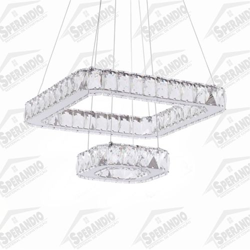 LUSTRE PENDENTE BRONZEARTE CRISTAL TOKYO LED QUADRADO 3K