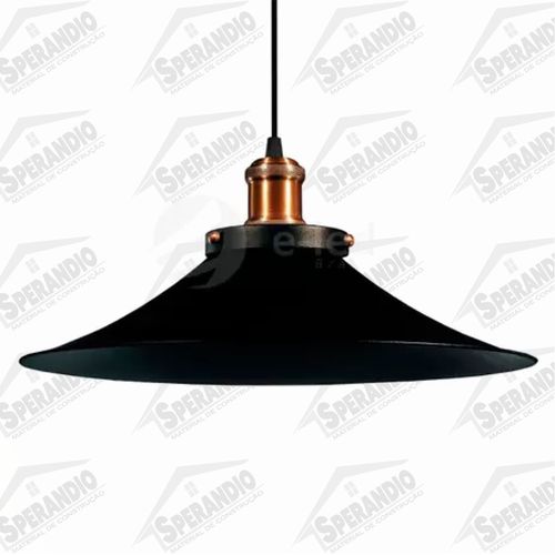 PENDENTE NORDIC 38CM PRETO COM COBRE E-LED