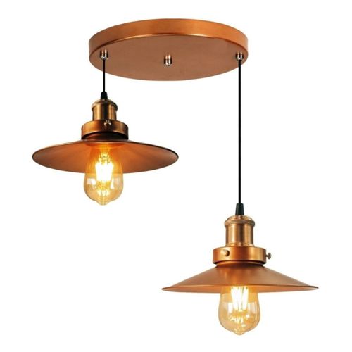 LUSTRE PENDENTE INDUSTRIAL COBRE DUPLO 22CM RETRO NORDIC E-LED