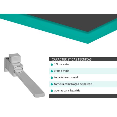 TORNEIRA PAREDE QUADRIT SLIM ACABAMENTO C-80 LGMETAIS 6061