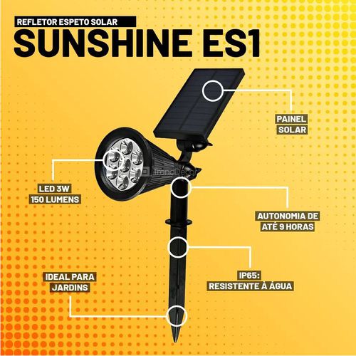 ESPETO JARDIM SOLAR SUNSHINE ES1 3W LED 6500K