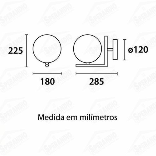 ARANDELA DUBAI GLOBO MEDIO 1XG9 DOURADO BLUMENAU