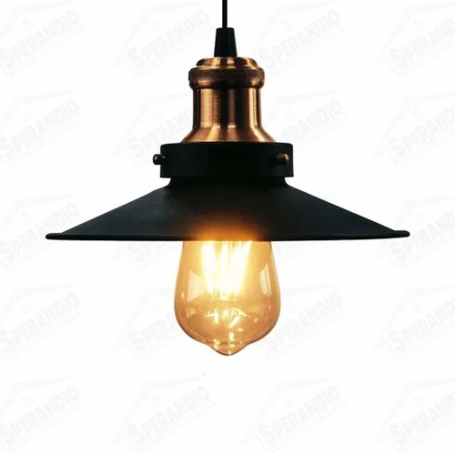 LUSTRE PENDENTE INDUSTRIAL 22CM VINTAGE RETRO NORDIC LOFT PRETO E-LED 