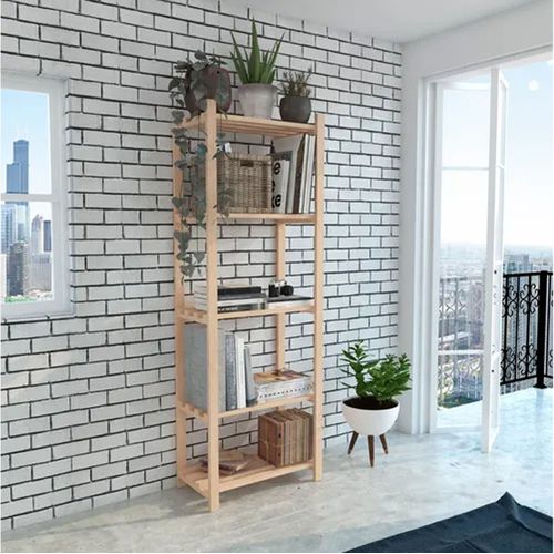 ESTANTE ADHARA 1,70X0,60X0,32 COM 5 PRATELEIRAS NATURAL E BRANCO