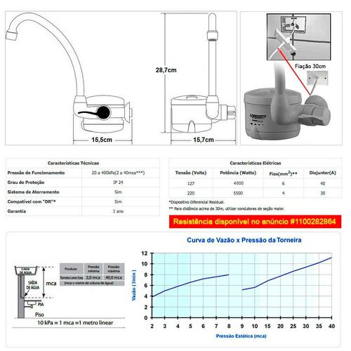 TORNEIRA ELETRICA EASY 127/4800 LORENZETTI