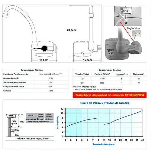 TORNEIRA ELETRICA EASY 127/4800 LORENZETTI