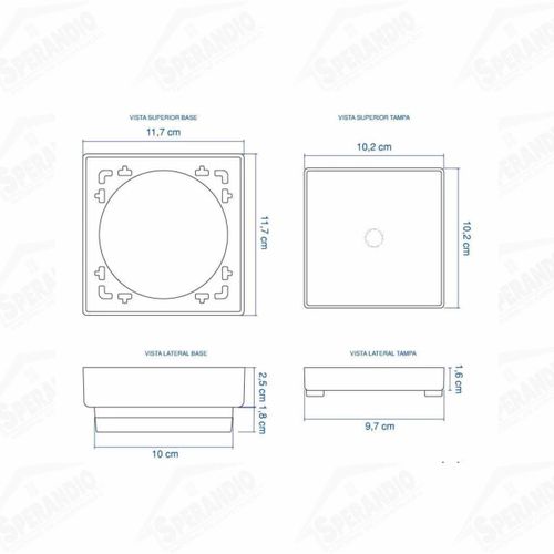 RALO OCULTO P/BANHEIRO 10X10 ANTI INSETO CINZA