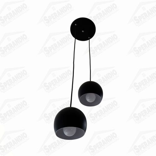 PENDENTE MEIA BOLA CONFLATE DUBPLO ALUMÍNIO 14CM E-27 E-LED PRETO