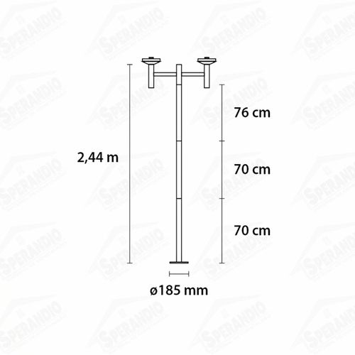 POSTE PARA JARDIM COM GLOBO DUPLO - PRETO