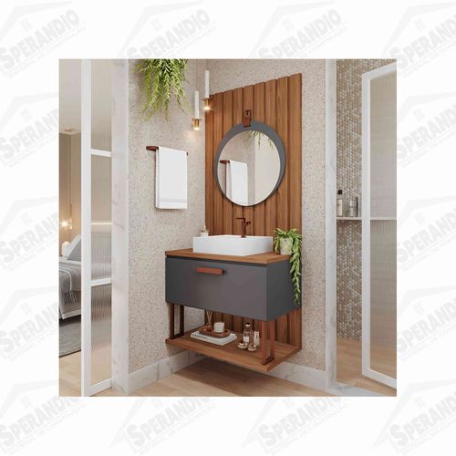 ARMÁRIO DE BANHEIRO DUNA 80CM C/CUBA SEM ESPELHEIRA MGM - TITÂNIO FREJÓ