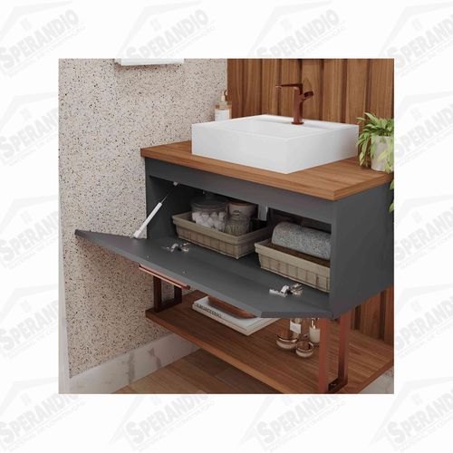 ARMÁRIO DE BANHEIRO DUNA 80CM C/CUBA SEM ESPELHEIRA MGM - TITÂNIO FREJÓ