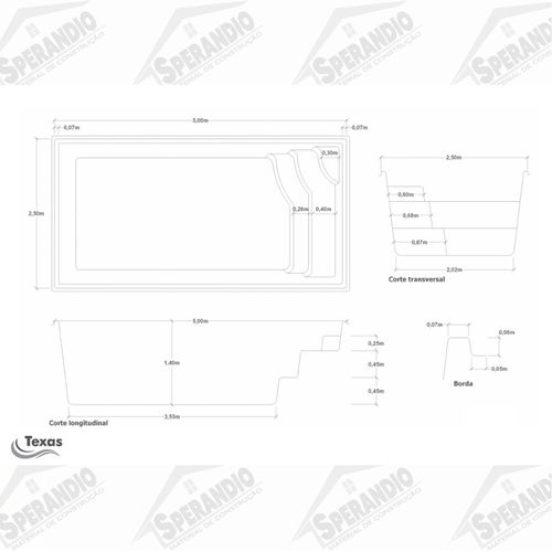 PISCINA DE FIBRA TEXAS 5,00X2,50X1,40 UP