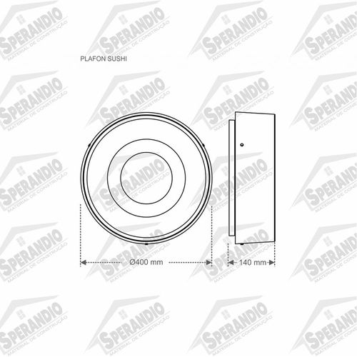 PLAFON LED 40W 6500K SUSHI BRANCA TASCHIBRA