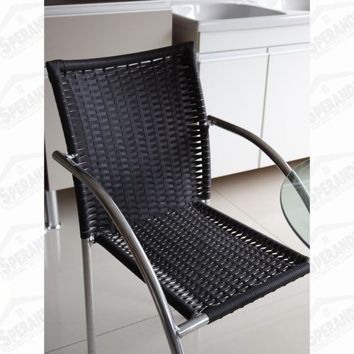 MESA DE ALUMÍNIO E FIBRA CASTANHADO 