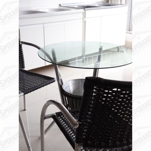 MESA DE ALUMÍNIO E FIBRA CASTANHADO 