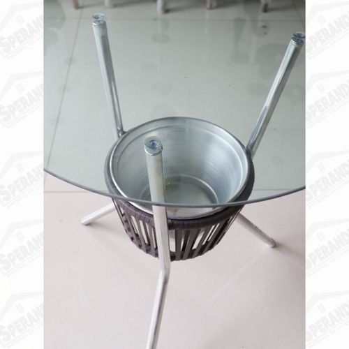 MESA DE ALUMÍNIO E FIBRA CASTANHADO 