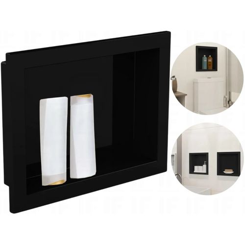 NICHO MÁRMORE SINTÉTICO DURAFORT FUNDO LISO PRETO