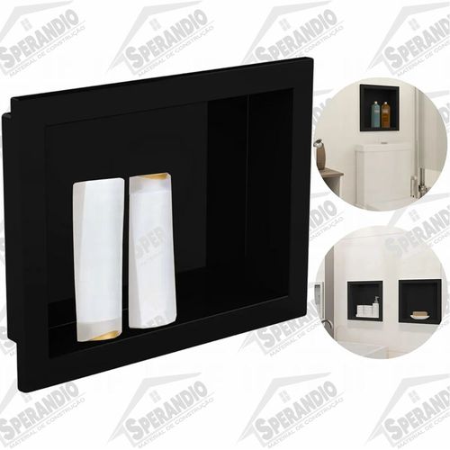 NICHO MÁRMORE SINTÉTICO DURAFORT FUNDO LISO PRETO