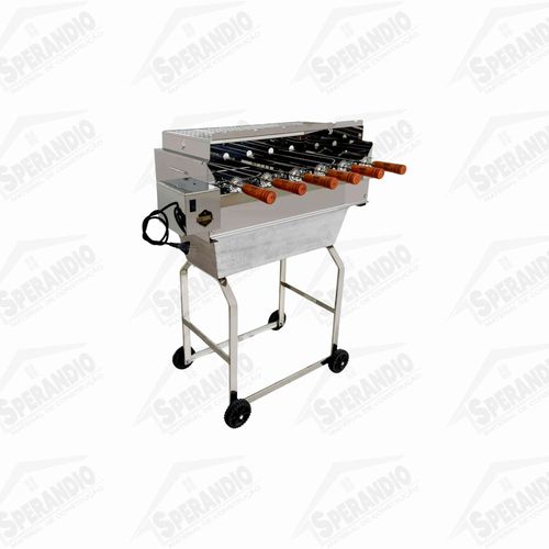 CHURRASQUEIRA RODAS INOX 6 ESPETOS BRASEIRO AL C/GRELHA - ROTOGRILL