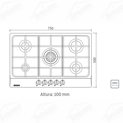 COOKTOP A GÁS NEW PENTA 5GX TRI HE SAFESTOP 75 - INOX