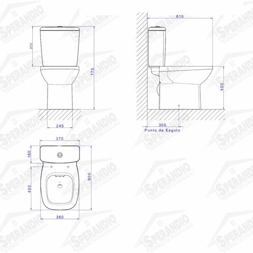 KIT COMPLETO VASO ACOPLADO FLEX C/ASSENTO BRANCO - DECA