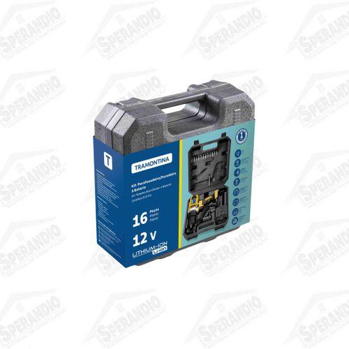 PARAFUSADEIRA/FURAD. 12V C/MALET.C/1BAT.C/CARREG. (ACESS.16 PCS) - TRAMONTINA