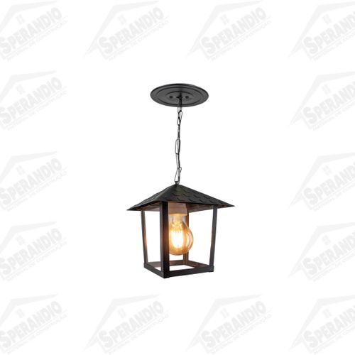 PENDENTE COLONIAL NINA QUAD.VD LISO 1XE27 PRETO - BLUMENAU