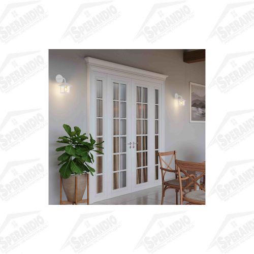 ARANDELA COLONIAL NINA QUAD.VID.LISO 1XE27 BRANCO BRILHANTE