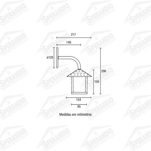 ARANDELA COLONIAL NINA QUAD.VID.LISO 1XE27 BRANCO BRILHANTE
