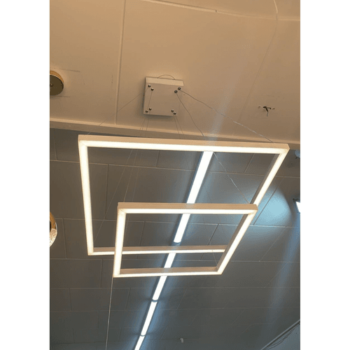 PENDENTE PERFILINE QUADRADO LED 70W 3K 2 AROS 600X400MM BIV.BRANCO