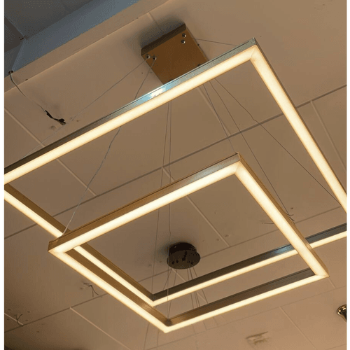 PENDENTE PERFILINE QUADRADO LED 70W 3K 2 AROS 600X400MM BIV.GOLD