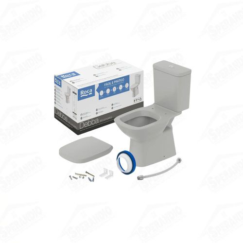 KIT VASO ACOPLADO DEBBA CLASSIC C/ASSENTO/ITENS INSTALACAO CINZA FOSCO