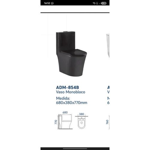 VASO MONOBLOCO PRETO FOSCO ADM-854B AMBAR C/ASSENTO