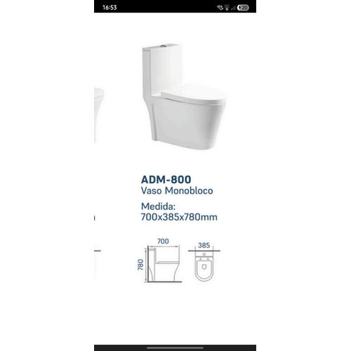 VASO MONOBLOCO BRANCO ADM-800 TURMALINA C/ASSENTO