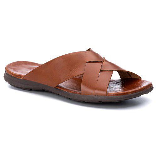 R10TCW-Sandalia Masculina de couro descanso, elega... - Terra dos Calçados