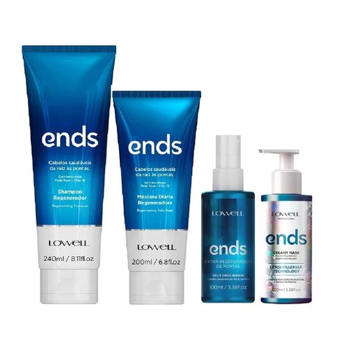 Kit Lowell Ends(4) Shampoo+Masc+Regenerador+Creamy... - Terra dos Calçados