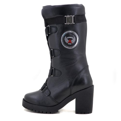 Bota Feminina Roqueira, couro, forro textil espuma... - Terra dos Calçados
