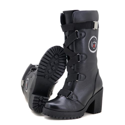 9410AT-Bota Feminina estilizada Roqueira em couro,... - Terra dos Calçados