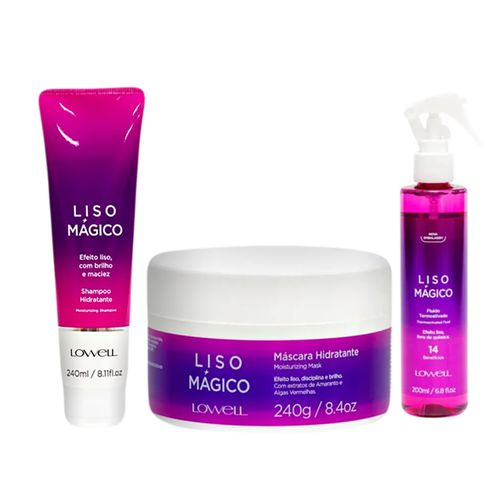 Kit Lowell 3 LISO MAGICO SHAMPOO + MASCARA + FLUID... - Terra dos Calçados