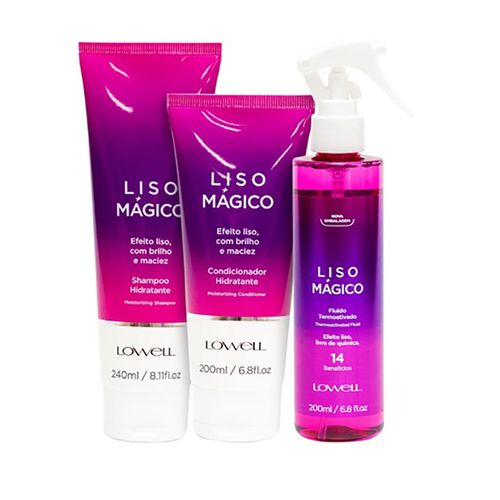 Kit LOWELL 3 Liso Mágico–Shampoo+Condicionador+Flu... - Terra dos Calçados