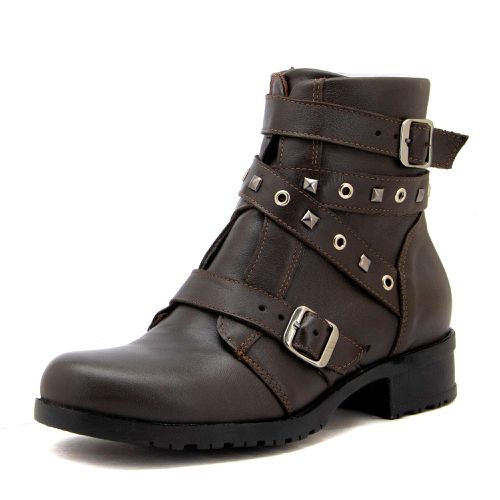 7505-Coturno feminino cano curto estilo roqueira e... - Terra dos Calçados