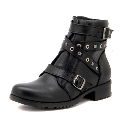 7505-Coturno feminino cano curto estilo roqueira p... - Terra dos Calçados