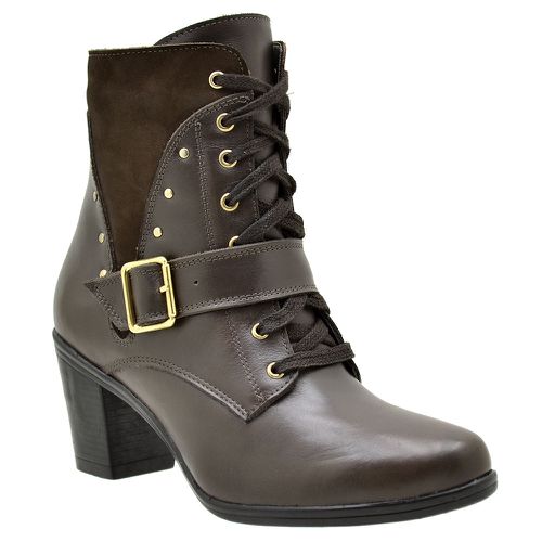 9066AT-Bota Coturno feminino Moda inverno em couro... - Terra dos Calçados