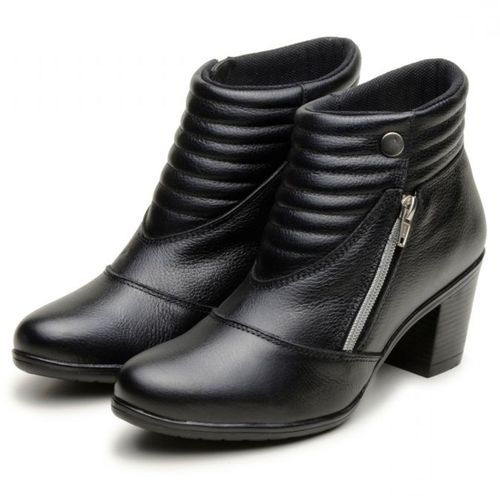 9205AT-Bota Coturno feminino cano baixo em couro l... - Terra dos Calçados